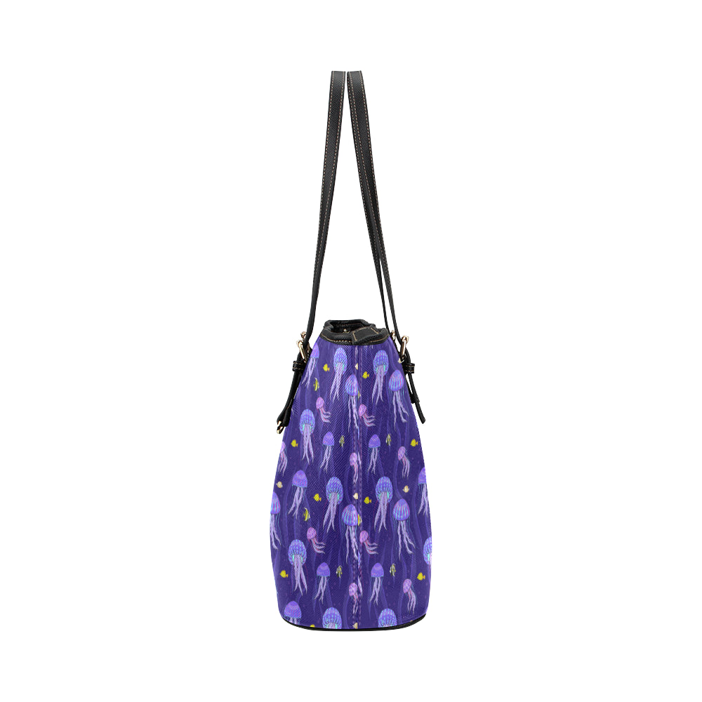 Jellyfish Style Print Leather Tote Bag
