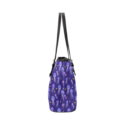 Jellyfish Style Print Leather Tote Bag
