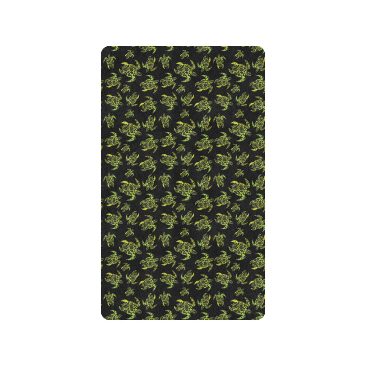 Green Tribal Turtle Polynesian Themed Rubber Doormat