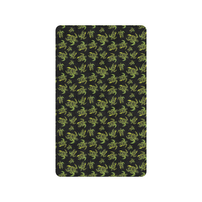 Green Tribal Turtle Polynesian Themed Rubber Doormat