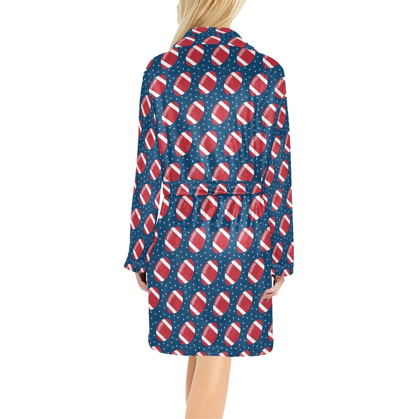 American Football Star Design Pattern Women's Fleece Robe
