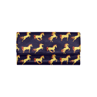 Gold Horse Pattern Women's Trifold Wallet
