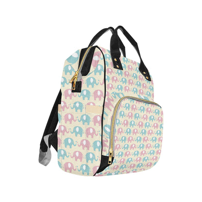 Elephant Baby Pastel Print Pattern Diaper Bag Backpack