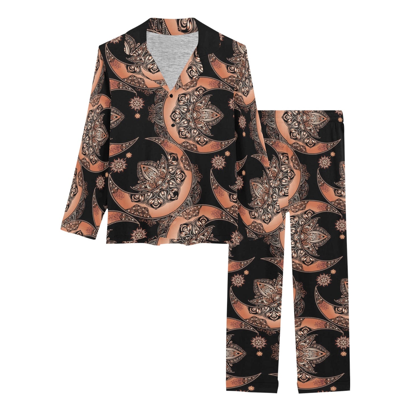 Sun Moon Mandala Women's Long Pajama Set