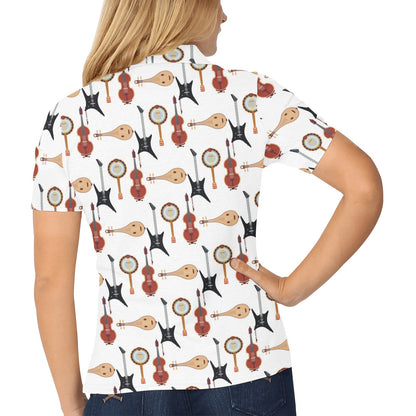 Banjo Print Design LKS403 Women's Polo Shirt