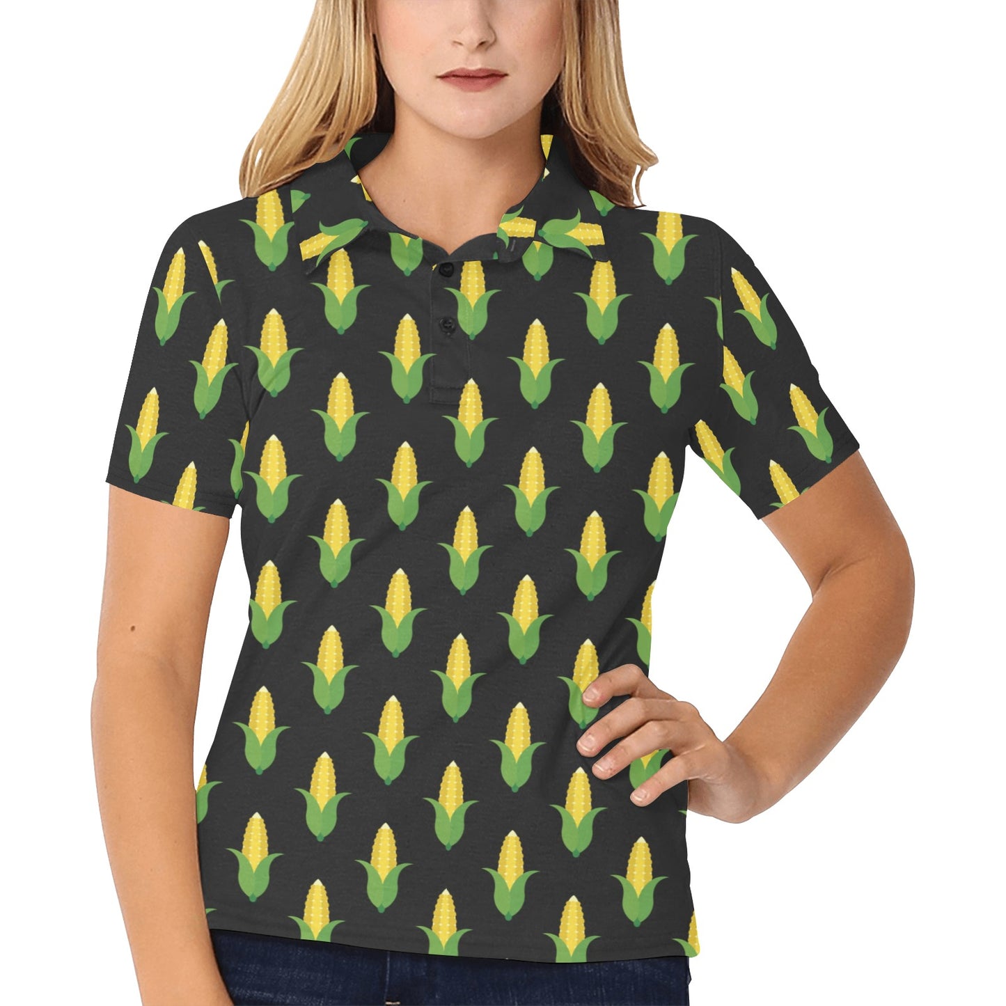 Corn Pattern Print Design 05 Women's Polo Shirt