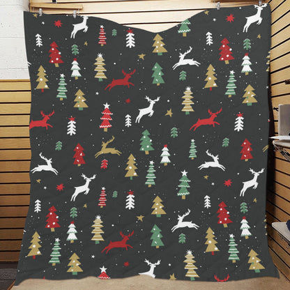 Christmas Tree Deer Style Pattern Print Design 03 Premium Quilt