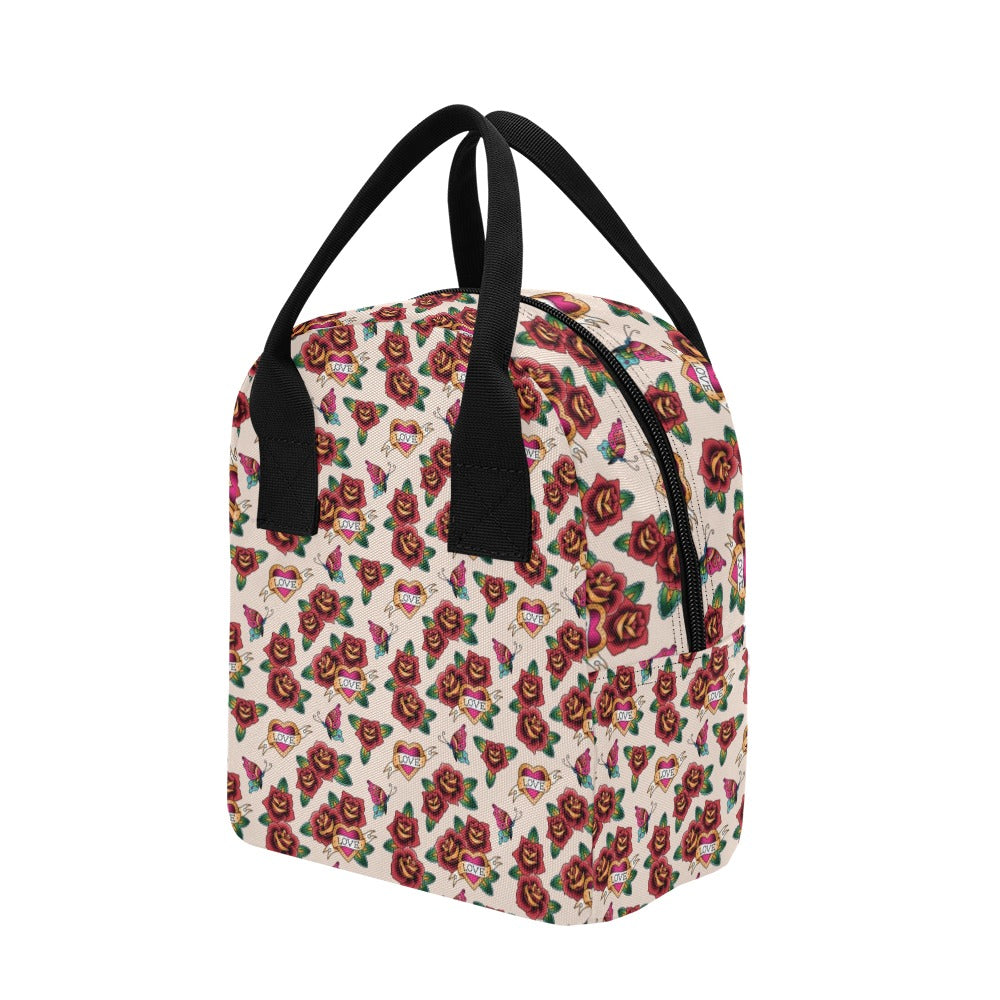 Tattoo Rose Print Design LKS302 Insulated Lunch Bag