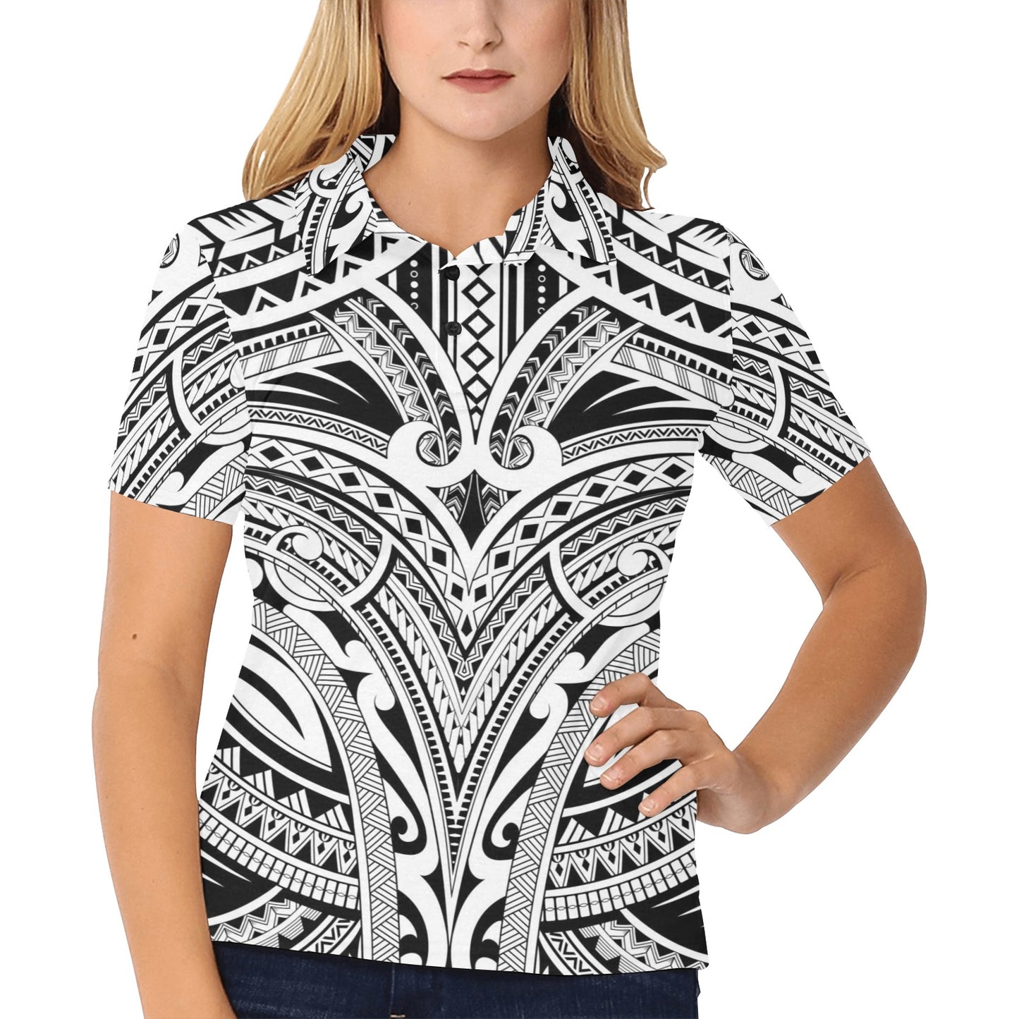 Maori Pattern Print Design 06 Women's Polo Shirt