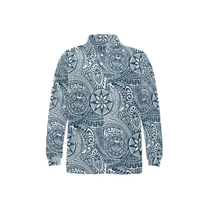 Polynesian Pattern Print Design A03 Long Sleeve Polo Shirt For Men's