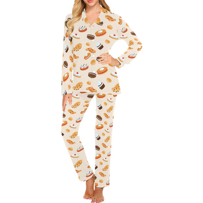Biscuit Pattern Print Design 01 Women's Long Pajama Set