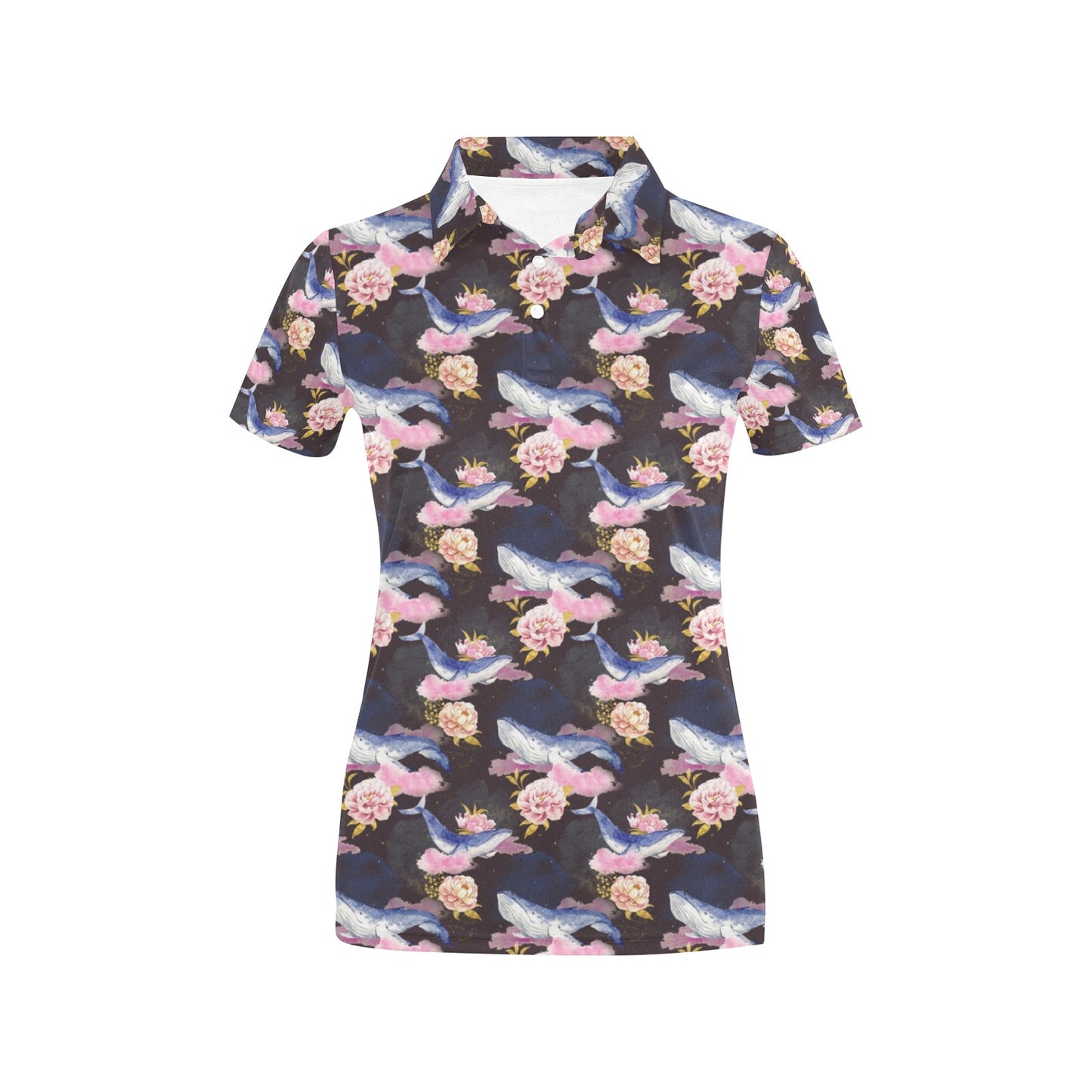 Blue Whale Print Design LKS401 Women's Polo Shirt