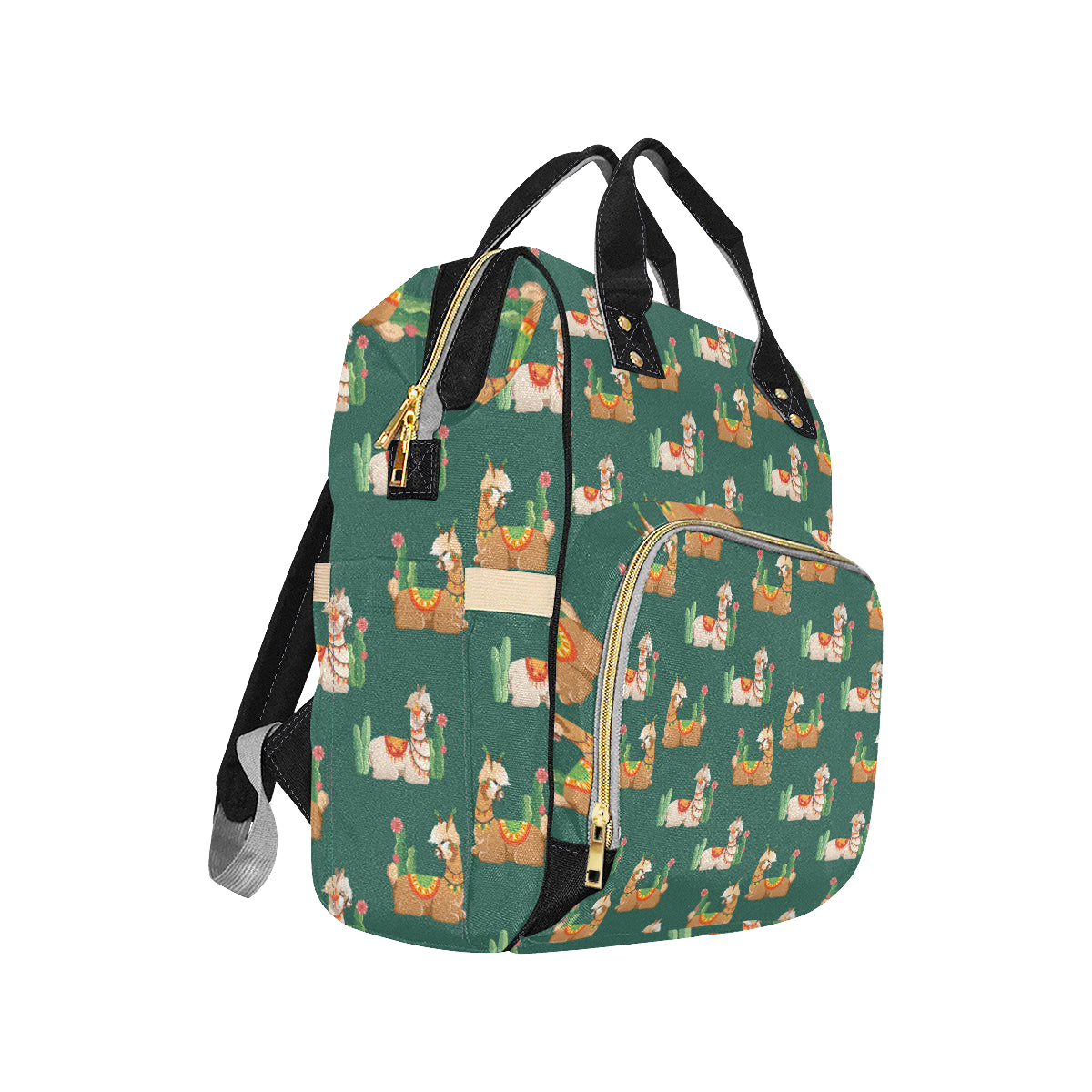 Llama Cactus Pattern Print Design 07 Diaper Bag Backpack
