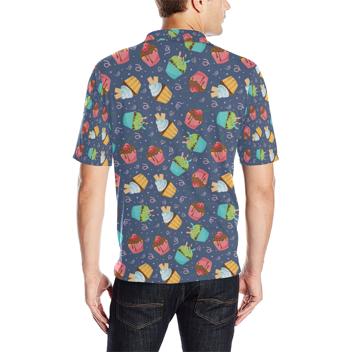 Cupcake Pattern Print Design 02 Men Polo Shirt