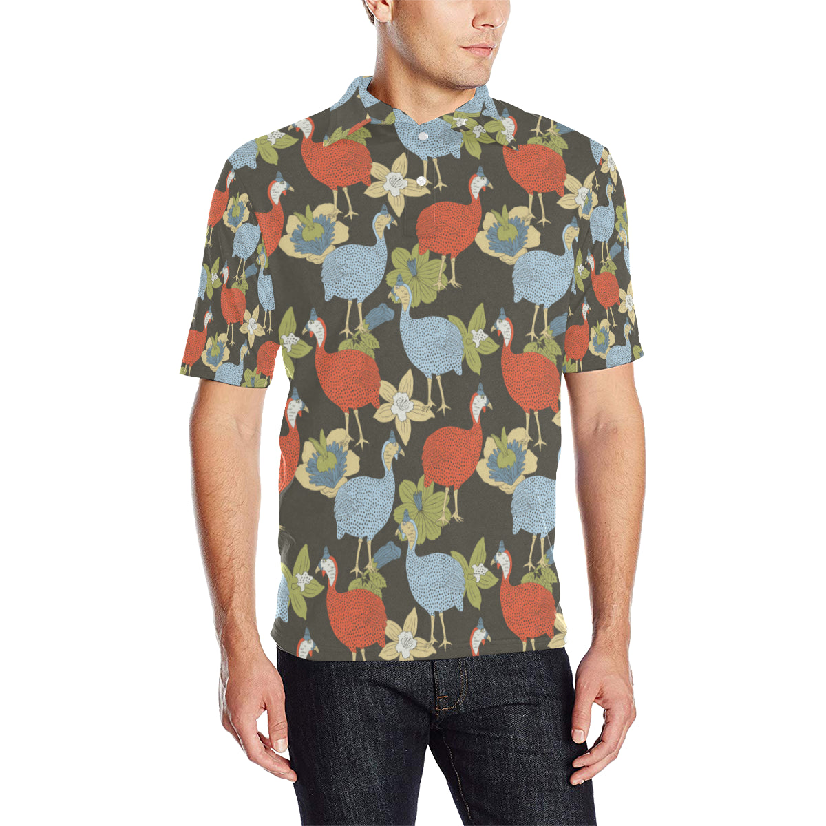 Guinea Fowl Pattern Print Design 02 Men Polo Shirt
