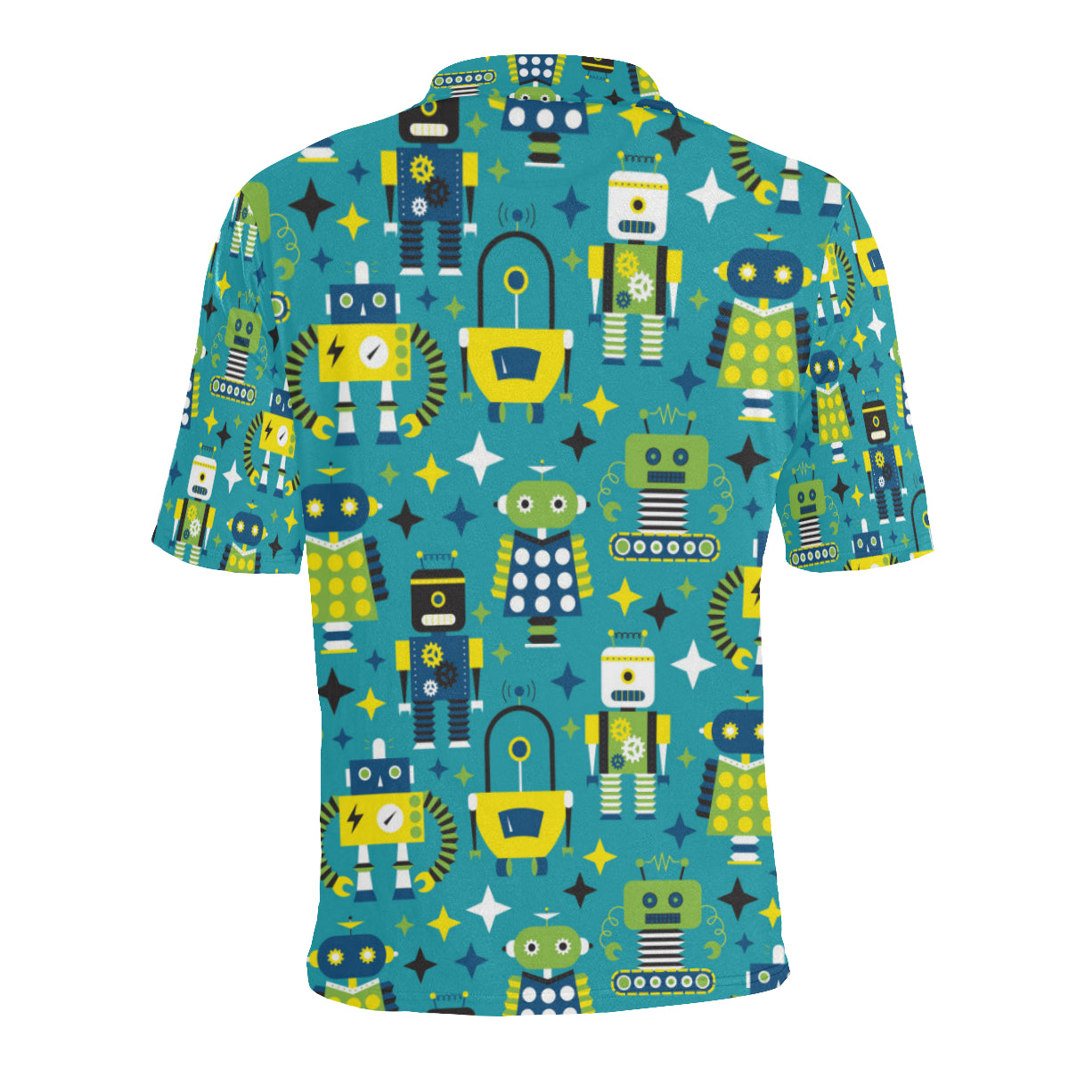 Robot Pattern Print Design A02 Men Polo Shirt