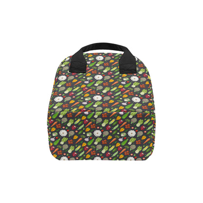 Vegan Pattern Themed Design Print Insulated Lunch Bag