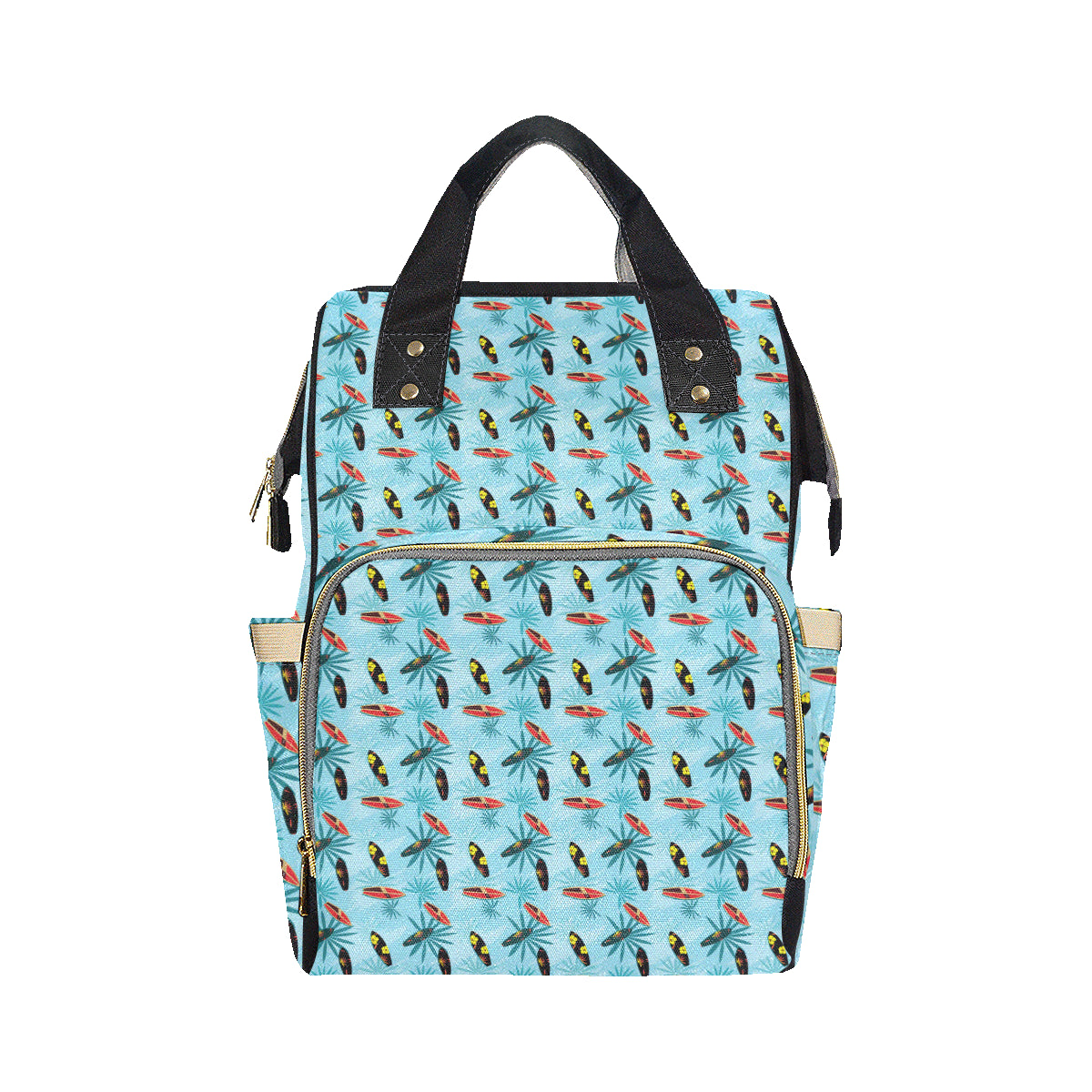 Surfboard Themed Pattern Diaper Bag Backpack
