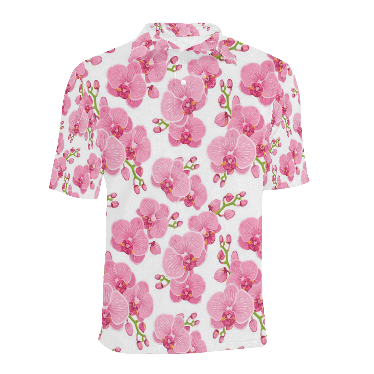 Orchid Pink Pattern Print Design OR07 Men Polo Shirt