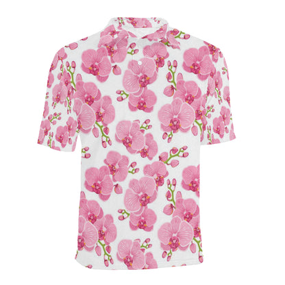 Orchid Pink Pattern Print Design OR07 Men Polo Shirt