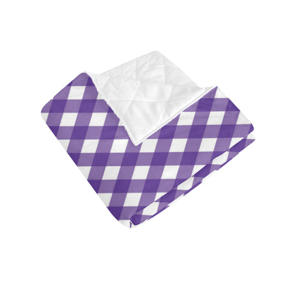 Gingham Purple Pattern Print Design 03 Premium Quilt