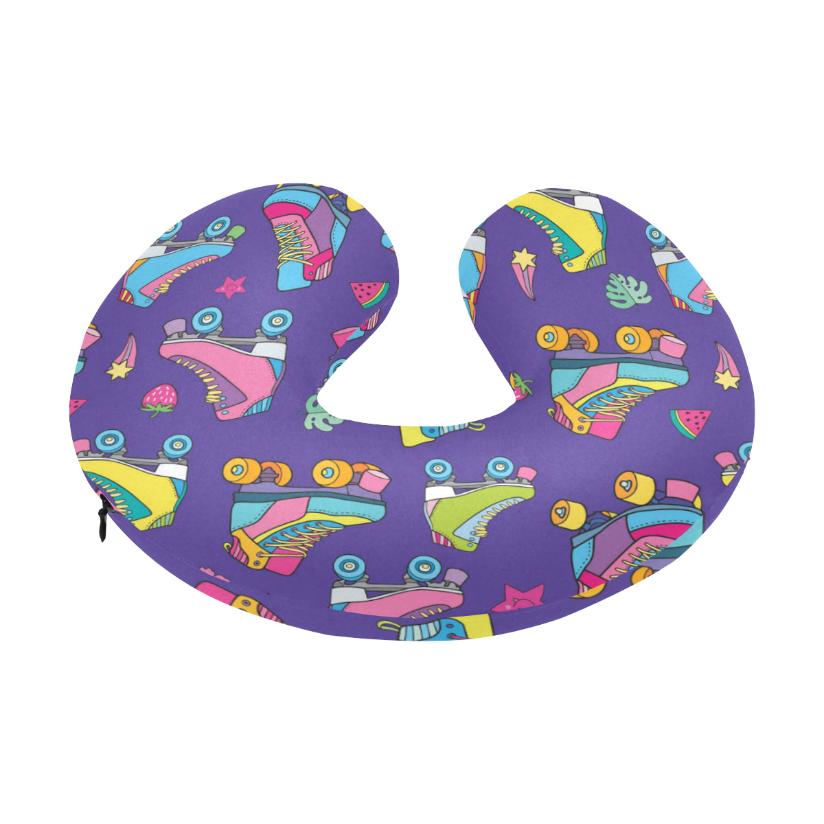 Roller skate Colorful Pattern Print Design A05 U-Shaped Travel Neck Pillow