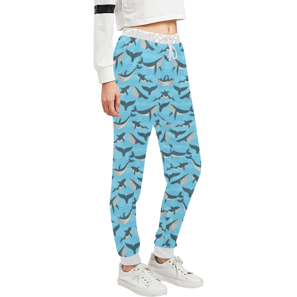 Whale Pattern Design Themed Print Unisex Sweatpants
