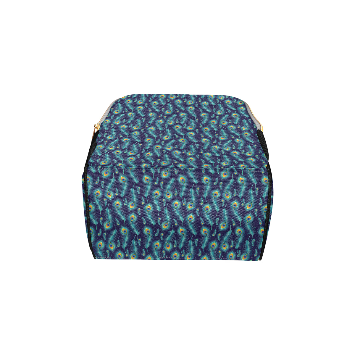 Peacock Feather Blue Design Print Diaper Bag Backpack