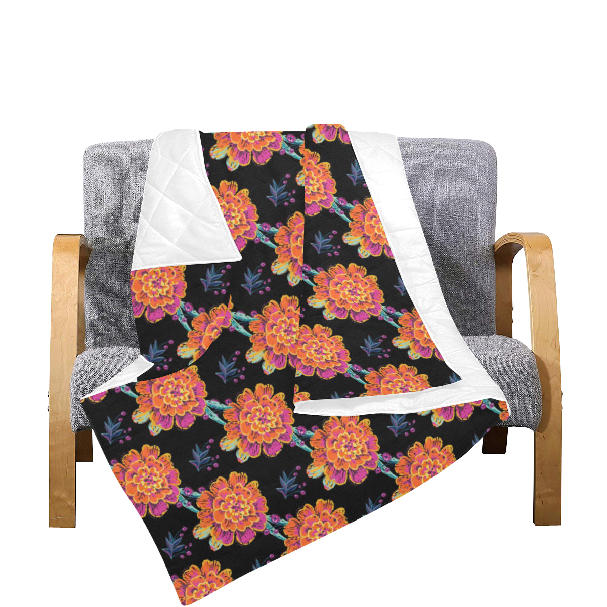 Marigold Pattern Print Design MR04 Premium Quilt