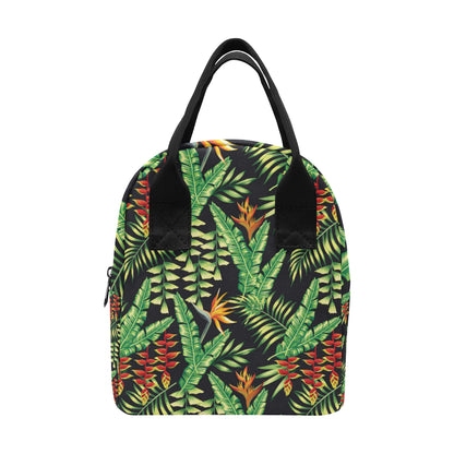 Hawaiian Flower Tropical Palm Leaves Insulated Lunch Bag
