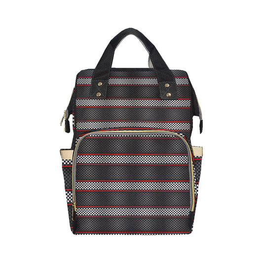 Checkered Flag Red Line Style Diaper Bag Backpack
