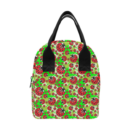 Ladybug with Leaf Print Pattern Insulated Lunch Bag