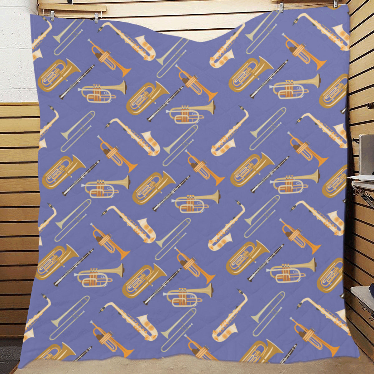 Trombone Pattern Print Design 02 Premium Quilt
