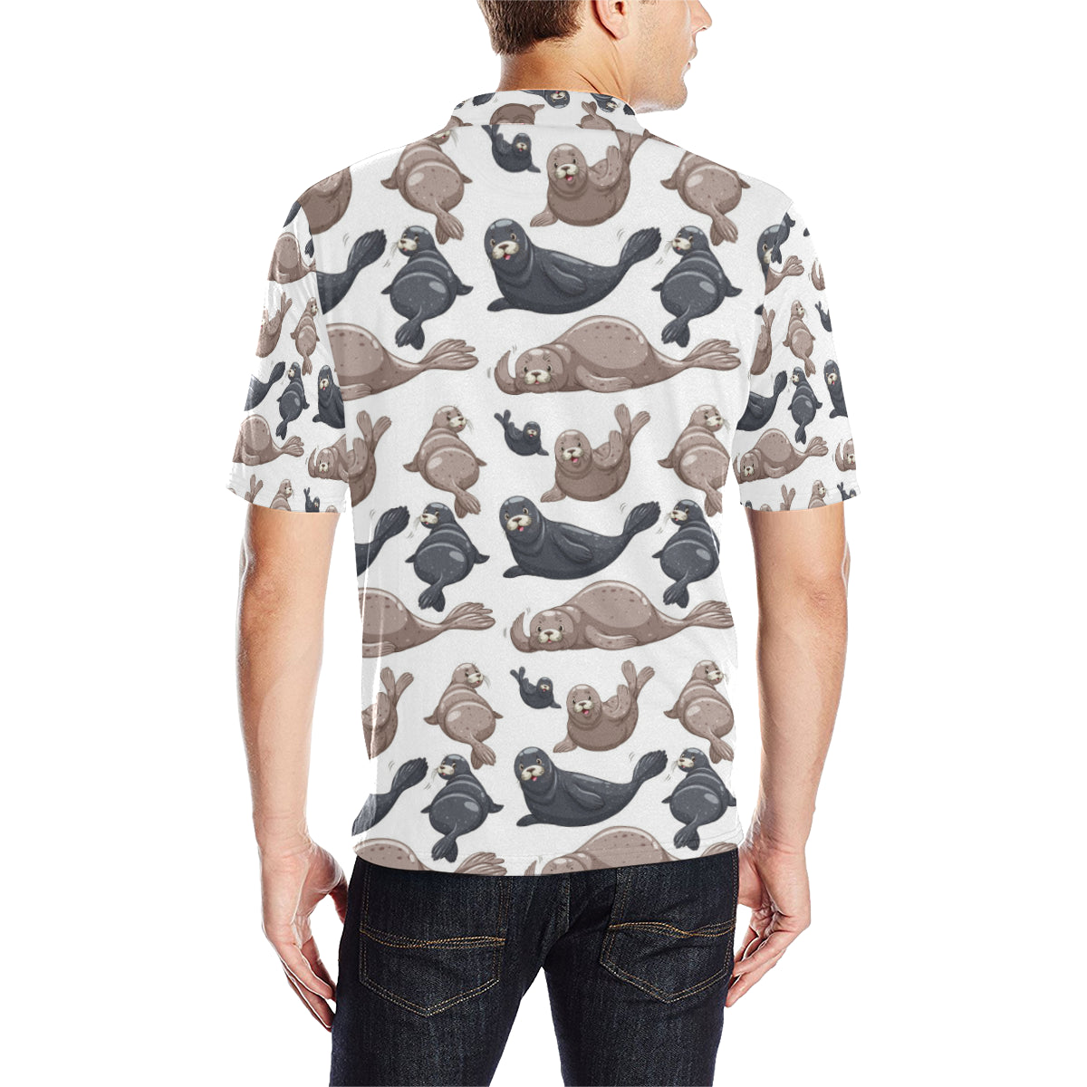 Sea Lion Pattern Print Design 02 Men Polo Shirt