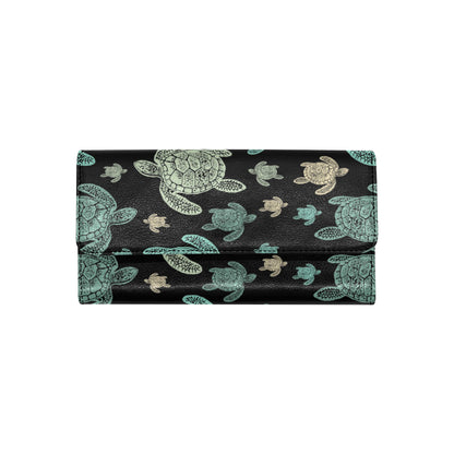 Sea Turtle Stamp Pattern Women's Trifold Wallet