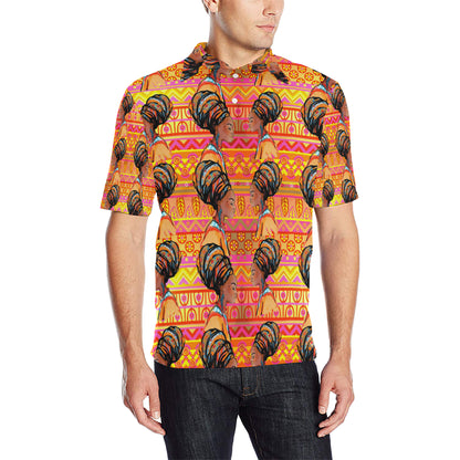 African Girl Aztec Men Polo Shirt