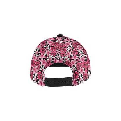 Flower Hawaiian Pink Red  Hibiscus Print Snapback Cap