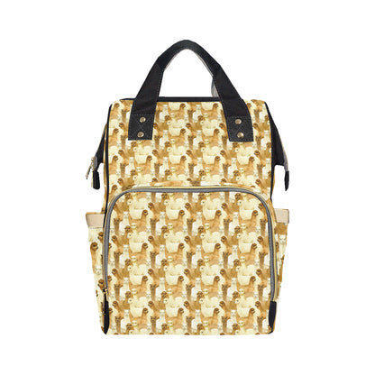 Alpaca Watercolor Design Themed Print Diaper Bag Backpack