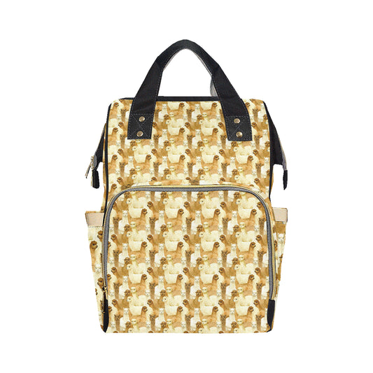Alpaca Watercolor Design Themed Print Diaper Bag Backpack