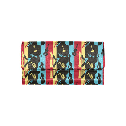 Jazz Pattern Print Design 02 Women's Trifold Wallet