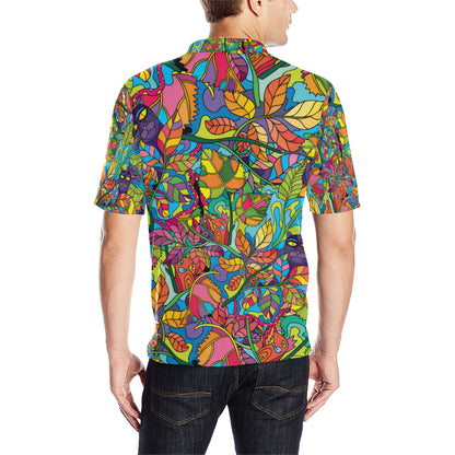 Psychedelic Trippy Flower Print Men Polo Shirt