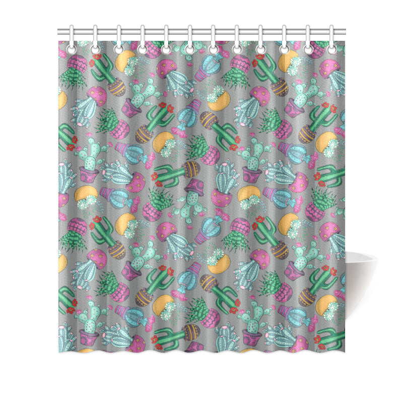 Cactus Colorful Print Pattern Shower Curtain