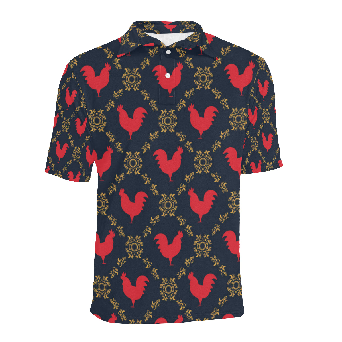 Rooster Pattern Print Design A02 Men Polo Shirt
