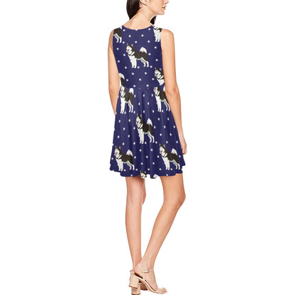Alaskan Malamute Pattern Print Design 04 Sleeveless Dress