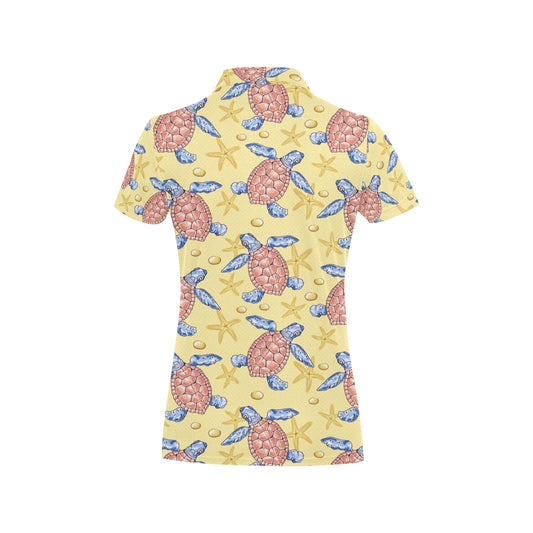 Sea Turtle Pattern Print Design T06 Women's Polo Shirt
