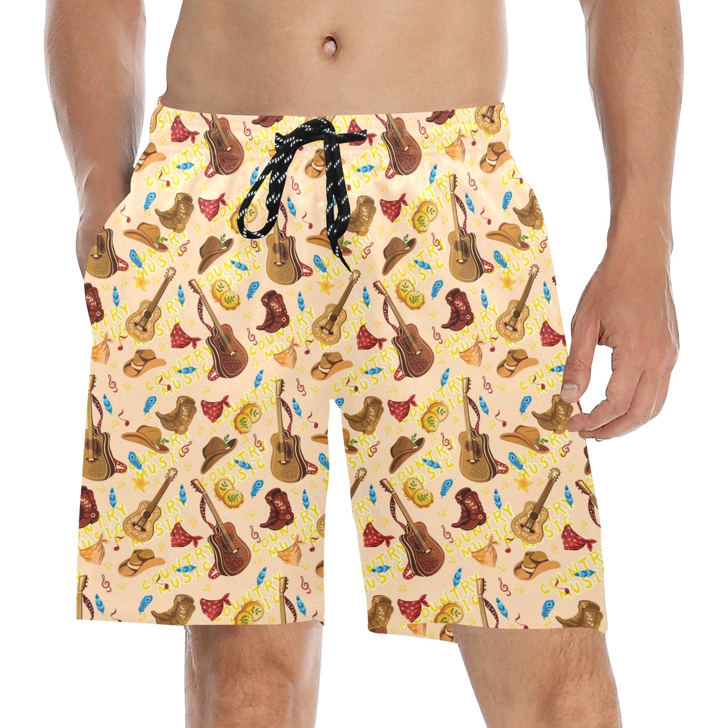 Western Lifestyle Print Design LKS303 Men's Swim Trunks Beach Shorts