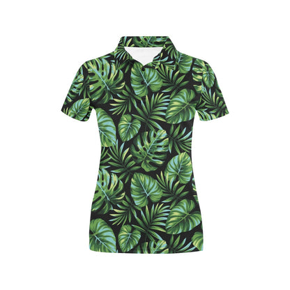 Palm Leaves Pattern Print Design PL013 Women's Polo Shirt