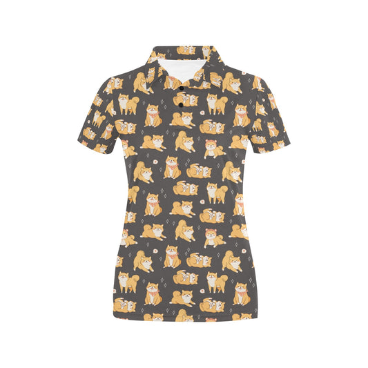 Shiba Inu Print Design LKS309 Women's Polo Shirt