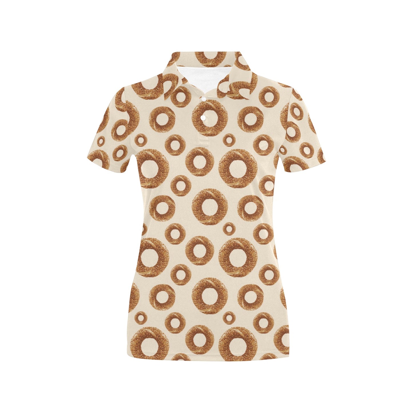 Bagel Pattern Print Design 01 Women's Polo Shirt