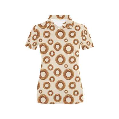 Bagel Pattern Print Design 01 Women's Polo Shirt